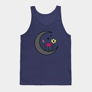 Crescent Moon Flower Magic, Witchy Floral Moon Phase Tank Top